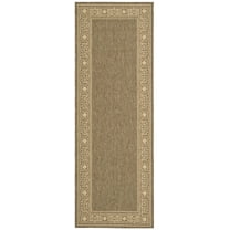 SAFAVIEH Courtyard Chase Oriental Indoor/Outdoor Runner Rug, Dark Beige/Beige, 2'7" x 8'2"