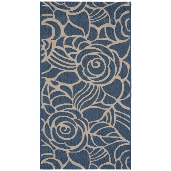 SAFAVIEH Courtyard Chester Floral Indoor/Outdoor Area Rug, 2'7" x 5', Blue/Beige