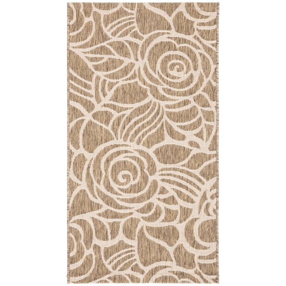 SAFAVIEH Courtyard Chester Floral Indoor/Outdoor Area Rug, 2'7" x 5', Coffee/Sand