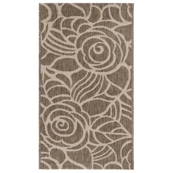 SAFAVIEH Courtyard Chester Floral Indoor/Outdoor Area Rug, 2' x 3'7", Coffee/Sand