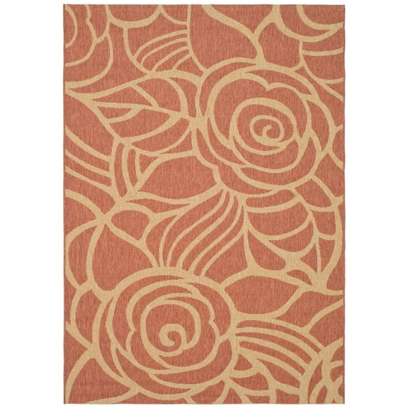 SAFAVIEH Courtyard Chester Floral Indoor/Outdoor Area Rug, 5'3" x 7'7", Rust/Sand