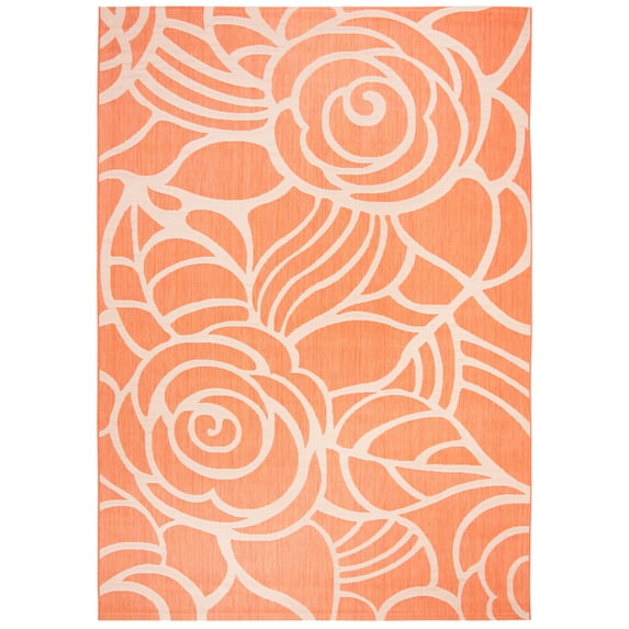 SAFAVIEH Courtyard Chester Floral Indoor/Outdoor Area Rug, 8' x 11', Rust/Sand