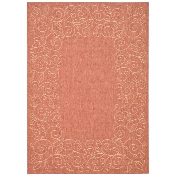 SAFAVIEH Courtyard Chole Bordered Indoor/Outdoor Area Rug, Terracotta/Beige, 4' x 5'7"