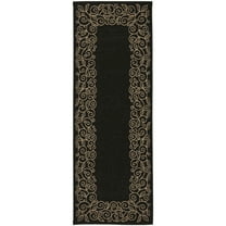 SAFAVIEH Courtyard Chole Bordered Indoor/Outdoor Runner Rug, Black/Beige, 2'3" x 6'7"