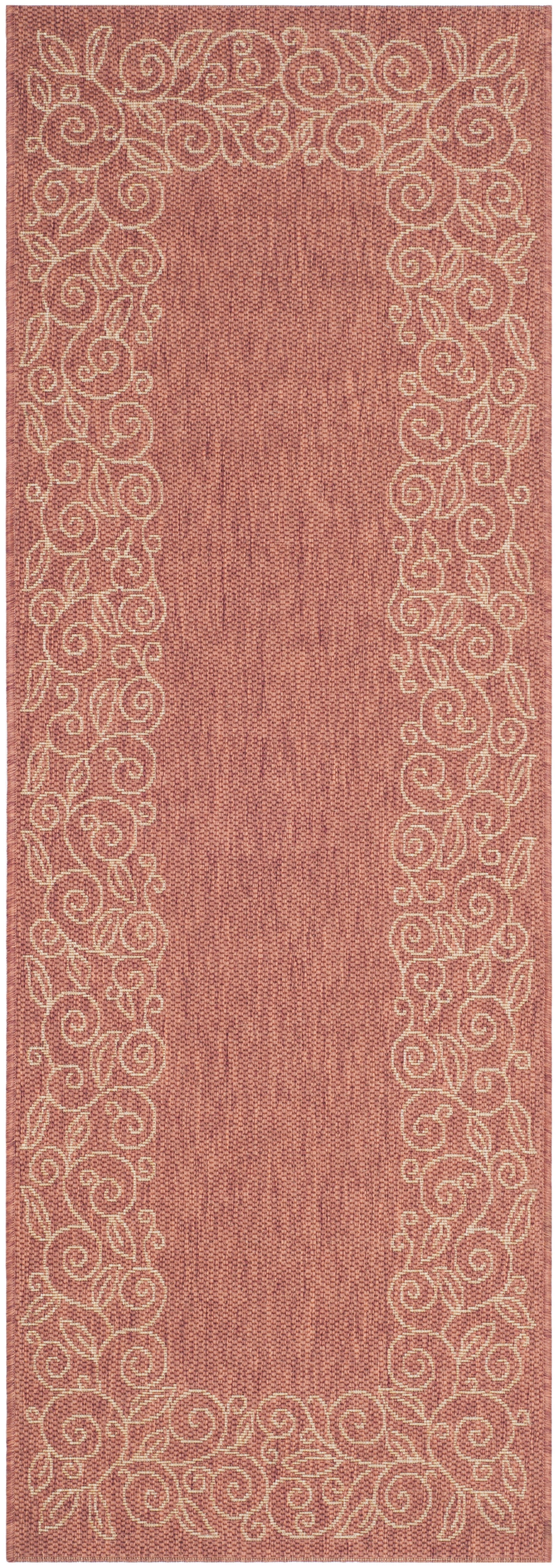 SAFAVIEH Courtyard Chole Bordered Indoor/Outdoor Runner Rug, Terracotta/Beige, 2'3" x 6'7"