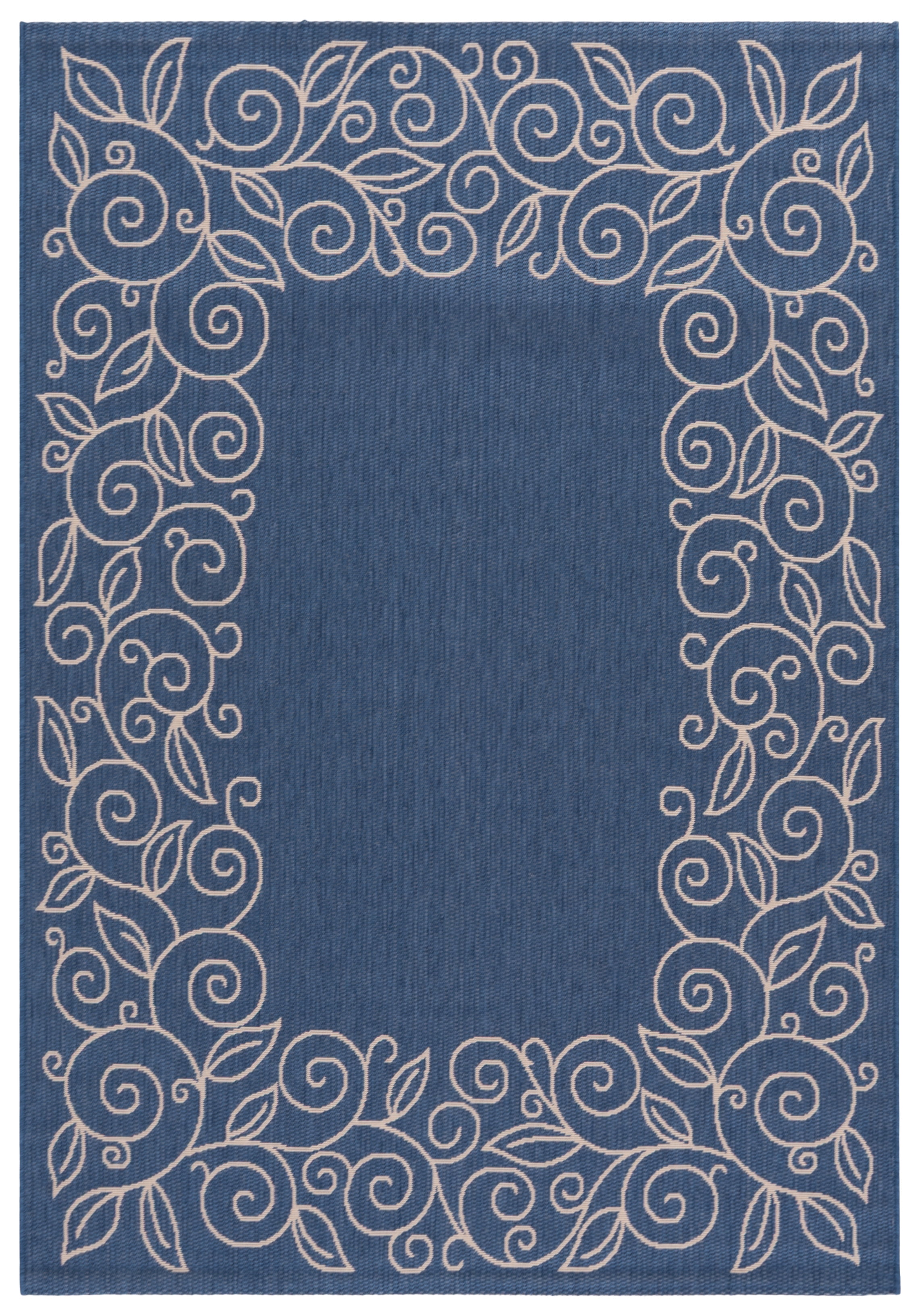 SAFAVIEH Courtyard Chole Floral Bordered Indoor/Outdoor Area Rug, 9' x 12', Blue/Beige