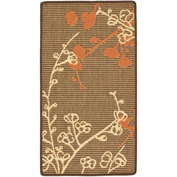 SAFAVIEH Courtyard Christian Floral Indoor/Outdoor Area Rug, 2' x 3'7", Natural Brown/Terracotta