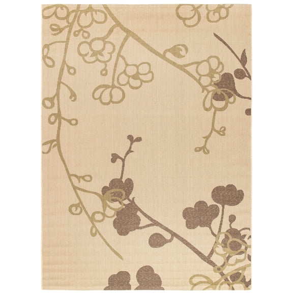 SAFAVIEH Courtyard Christian Floral Indoor/Outdoor Area Rug, 8' x 11', Natural/Olive