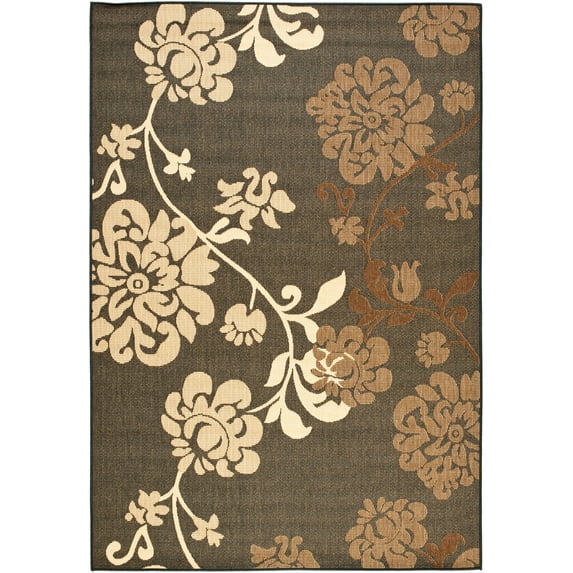 SAFAVIEH Courtyard Cindy Floral Indoor/Outdoor Area Rug, 2'7" x 5', Black Natural/Brown