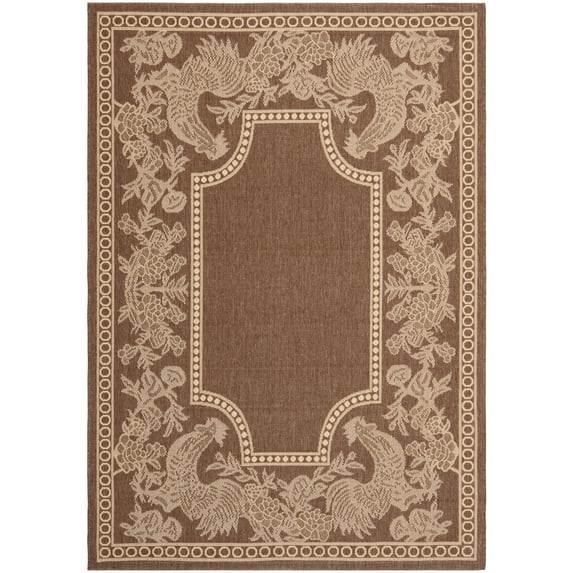 SAFAVIEH Courtyard Claire Oriental Indoor/Outdoor Area Rug, Chocolate/Natural, 5'3" x 7'7"