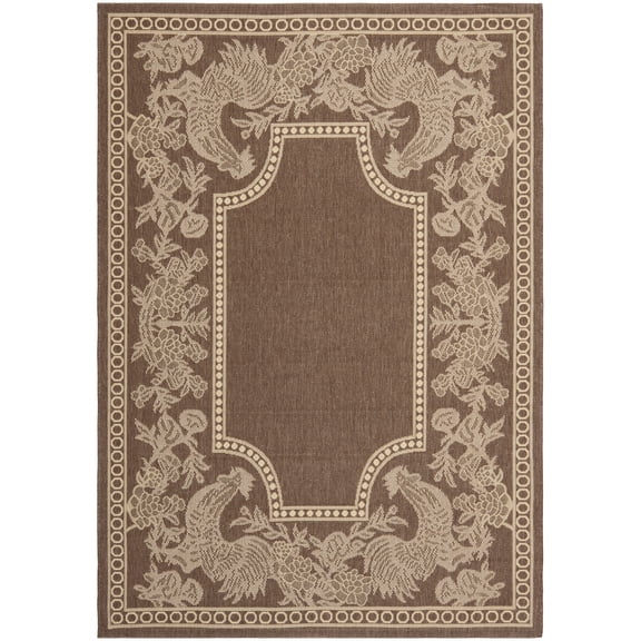SAFAVIEH Courtyard Claire Oriental Indoor/Outdoor Area Rug, Chocolate/Natural, 5'3" x 7'7"