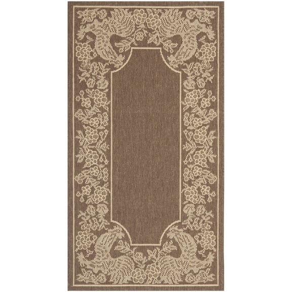 SAFAVIEH Courtyard Claire Rooster Indoor/Outdoor Area Rug, 2' x 3'7", Chocolate/Natural