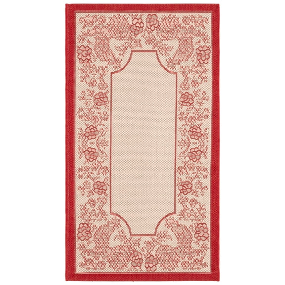 SAFAVIEH Courtyard Claire Rooster Indoor/Outdoor Area Rug, 2' x 3'7", Natural/Red