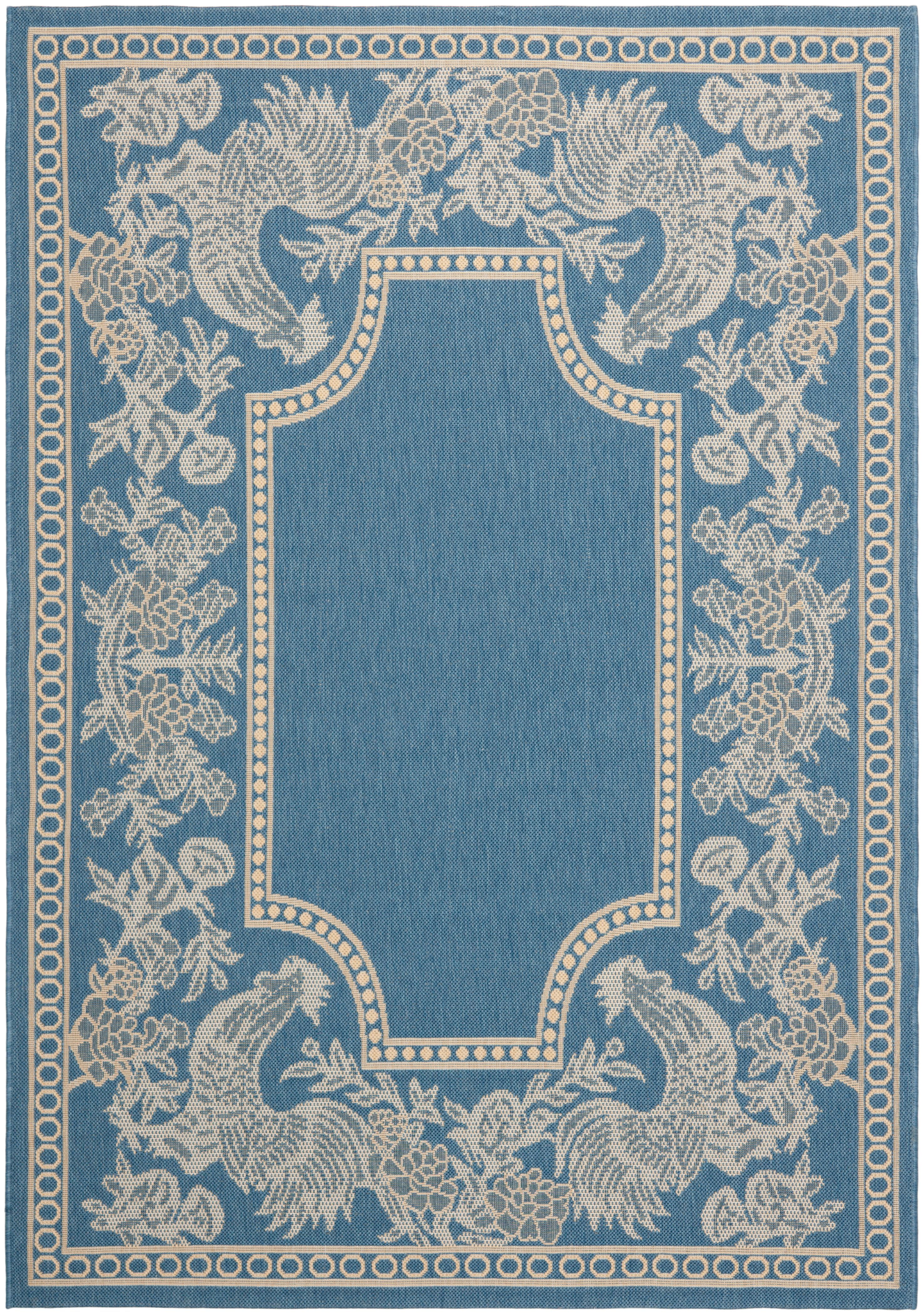 Blue and Natural Rectangular Reversible Synthetic Area Rug