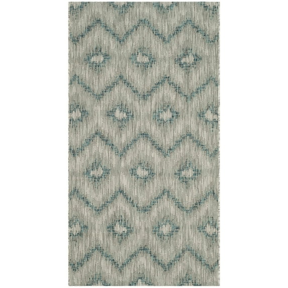 SAFAVIEH Courtyard Clark Chevron Indoor/Outdoor Area Rug, 2'7" x 5', Grey/Blue