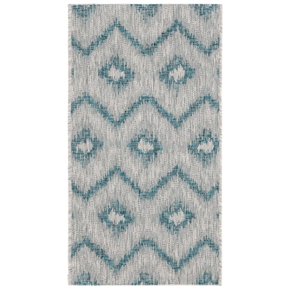 SAFAVIEH Courtyard Clark Chevron Indoor/Outdoor Area Rug, 2' x 3'7", Grey/Blue