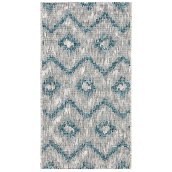 SAFAVIEH Courtyard Clark Chevron Indoor/Outdoor Area Rug, 2' x 3'7", Grey/Blue