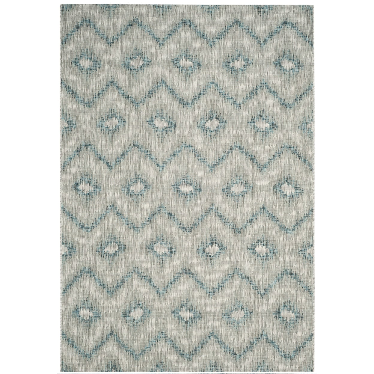 Geometric Grey Synthetic Round Area Rug - Easy Care Design