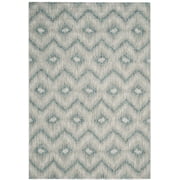 SAFAVIEH Courtyard Clark Chevron Indoor/Outdoor Area Rug, Grey/Blue, 5'3" x 7'7"