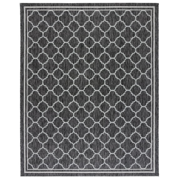 SAFAVIEH Courtyard Claudia Geometric Indoor/Outdoor Area Rug, Black Charcoal, 9' x 12'
