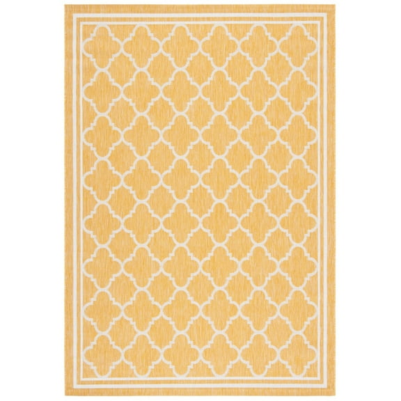 SAFAVIEH Courtyard Claudia Geometric Indoor/Outdoor Area Rug, Gold/Beige, 6'7" x 6'7" Square