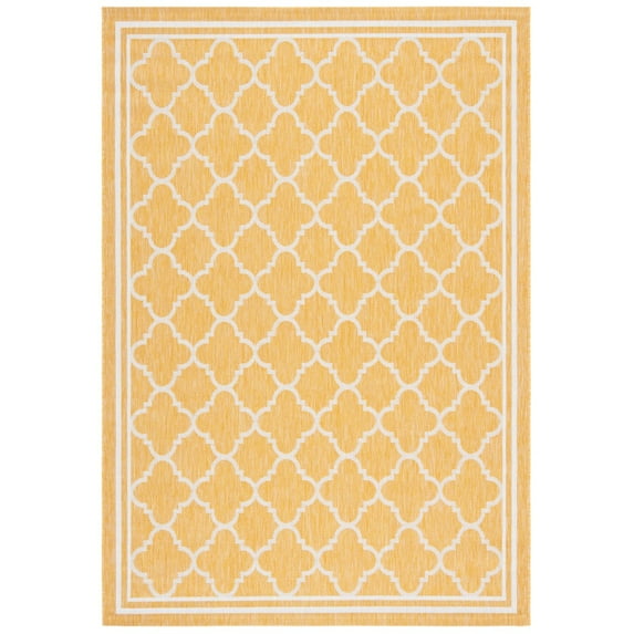 SAFAVIEH Courtyard Claudia Geometric Indoor/Outdoor Area Rug, Gold/Beige, 6'7" x 9'6"