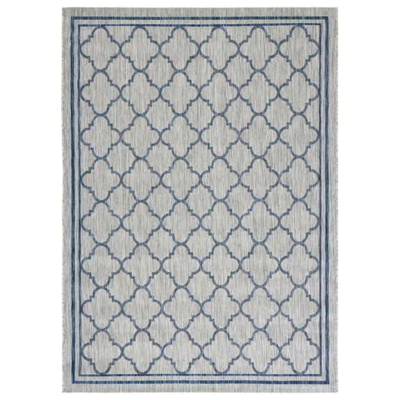 SAFAVIEH Courtyard Claudia Geometric Indoor/Outdoor Area Rug, Grey/Navy, 2' x 3'7"