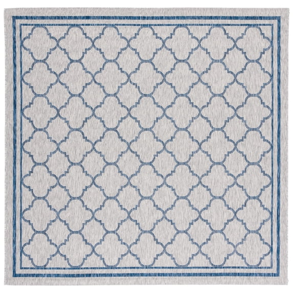 SAFAVIEH Courtyard Claudia Geometric Indoor/Outdoor Area Rug, Grey/Navy, 6'7" x 6'7" Square