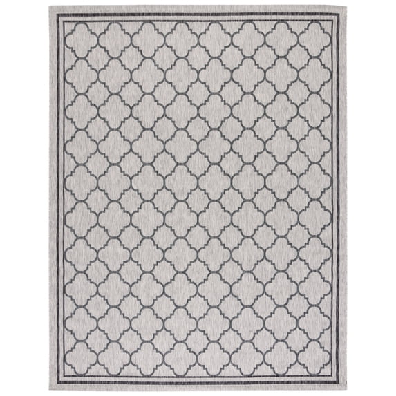 SAFAVIEH Courtyard Claudia Geometric Indoor/Outdoor Area Rug, Light Grey/Black, 8' x 10'