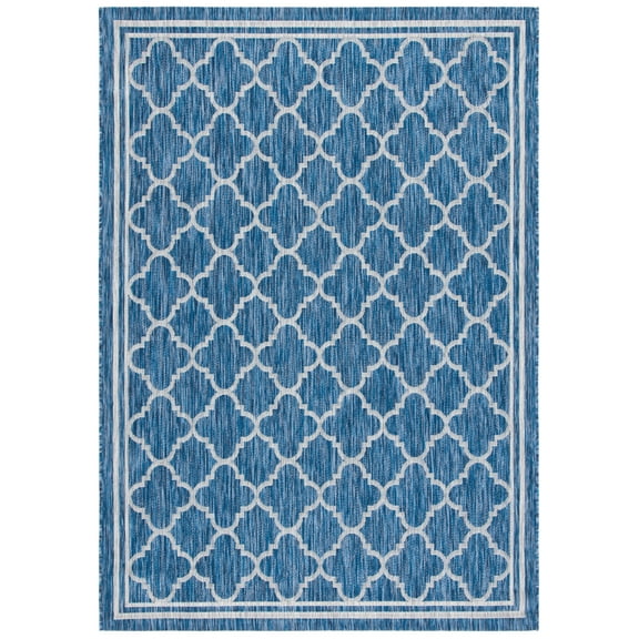 SAFAVIEH Courtyard Claudia Geometric Indoor/Outdoor Area Rug, Navy/Grey, 2' x 3'7"