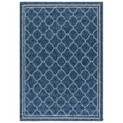 SAFAVIEH Courtyard Claudia Geometric Indoor/Outdoor Area Rug, Navy/Grey, 5'3" x 7'7"