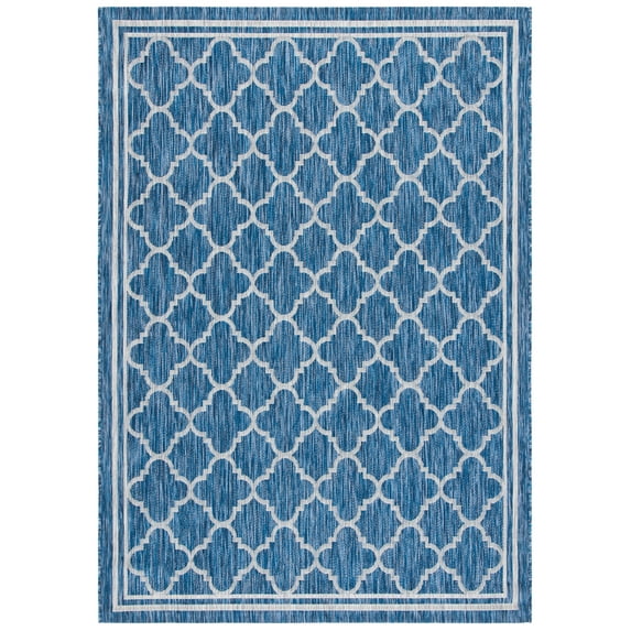 SAFAVIEH Courtyard Claudia Geometric Indoor/Outdoor Area Rug, Navy/Grey, 8' x 10'