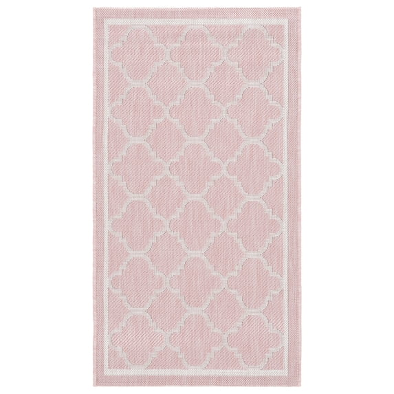 SAFAVIEH Courtyard Claudia Geometric Indoor/Outdoor Area Rug, Pink/Beige, 2' x 3'7"