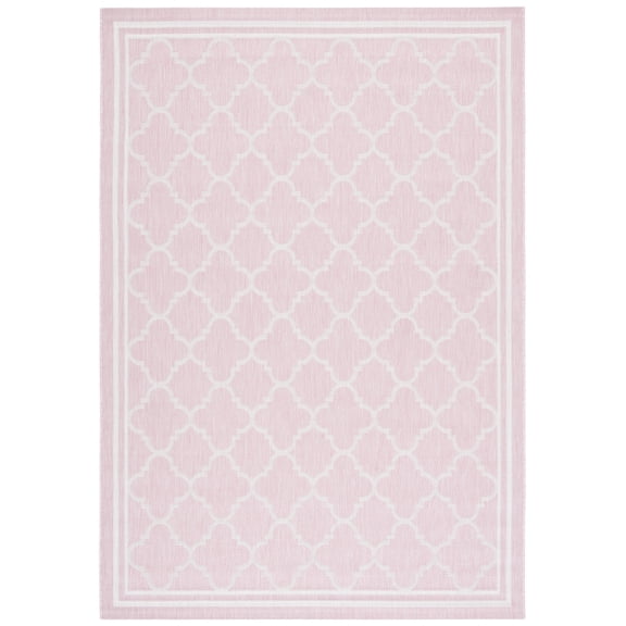 SAFAVIEH Courtyard Claudia Geometric Indoor/Outdoor Area Rug, Pink/Beige, 4' x 5'7"
