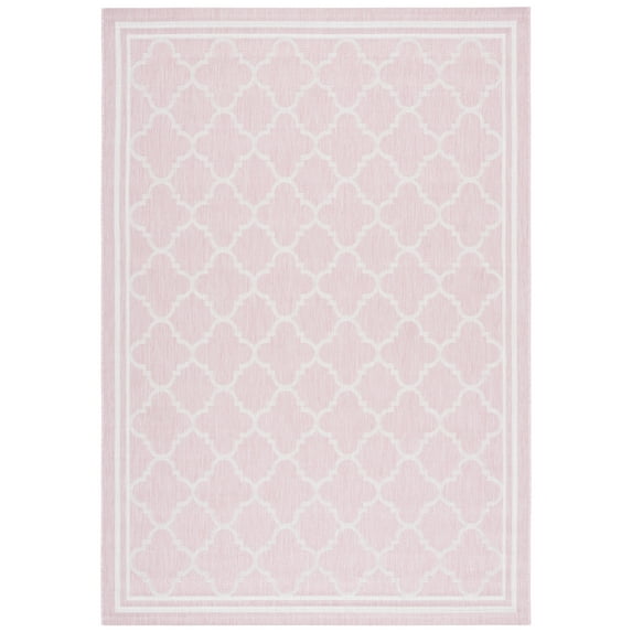 SAFAVIEH Courtyard Claudia Geometric Indoor/Outdoor Area Rug, Pink/Beige, 5'3" x 7'7"