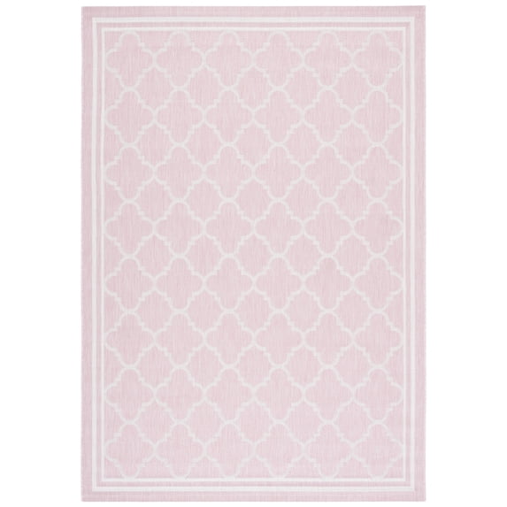 SAFAVIEH Courtyard Claudia Geometric Indoor/Outdoor Area Rug, Pink/Beige, 5'3" x 7'7"