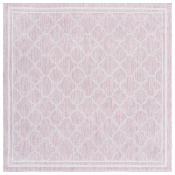 SAFAVIEH Courtyard Claudia Geometric Indoor/Outdoor Area Rug, Pink/Beige, 6'7" x 6'7" Square
