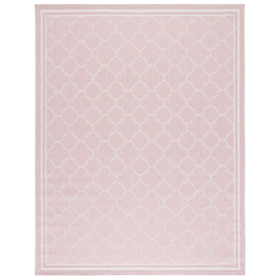 SAFAVIEH Courtyard Claudia Geometric Indoor/Outdoor Area Rug, Pink/Beige, 6'7" x 9'6"