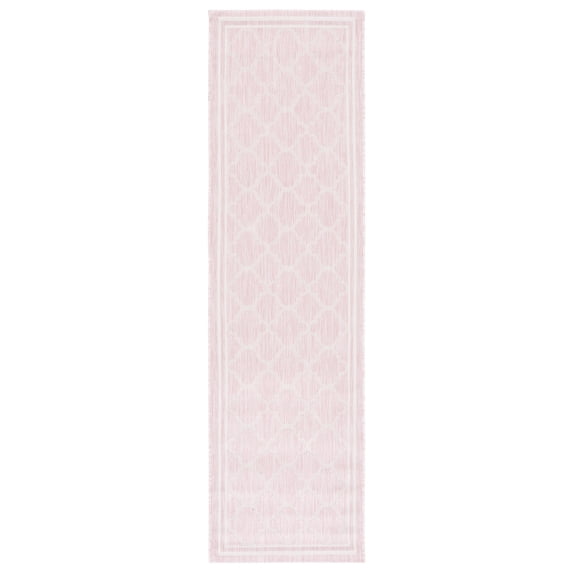 SAFAVIEH Courtyard Claudia Geometric Indoor/Outdoor Runner Rug, Pink/Beige, 2'3" x 8'