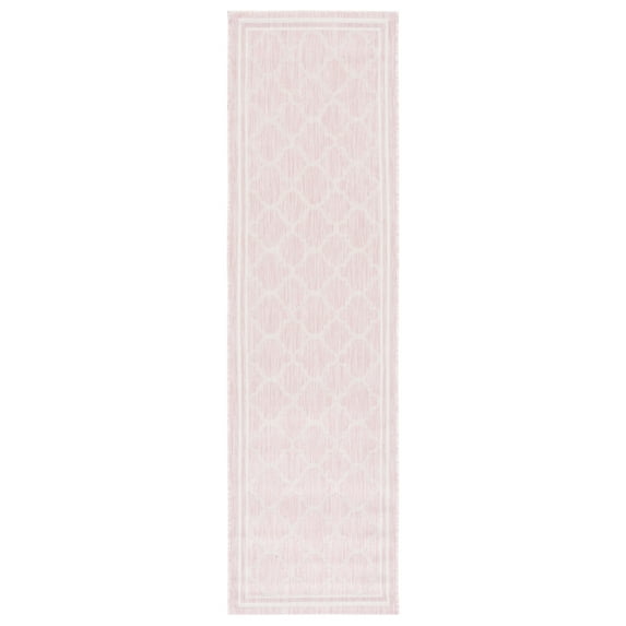 SAFAVIEH Courtyard Claudia Geometric Indoor/Outdoor Runner Rug, Pink/Beige, 2'3" x 8'