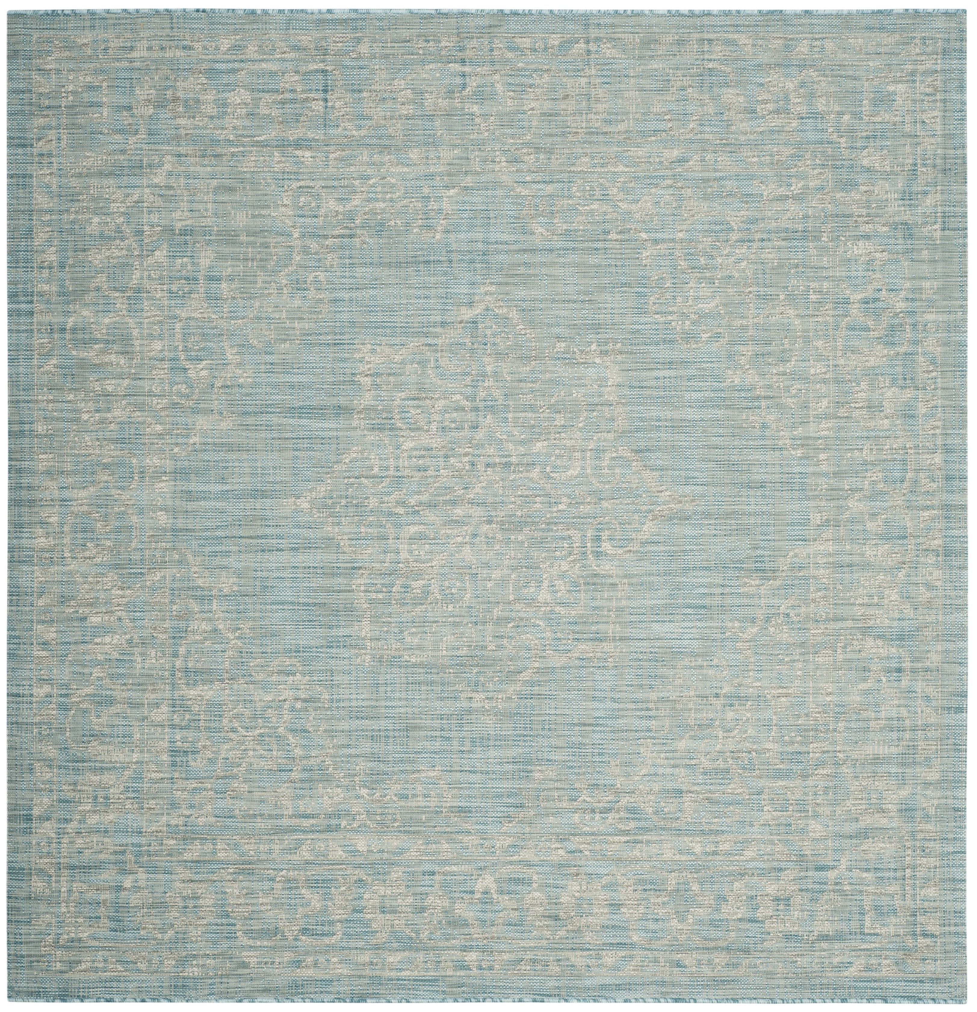 Square White Medallion 79" Easy-Care Synthetic Area Rug