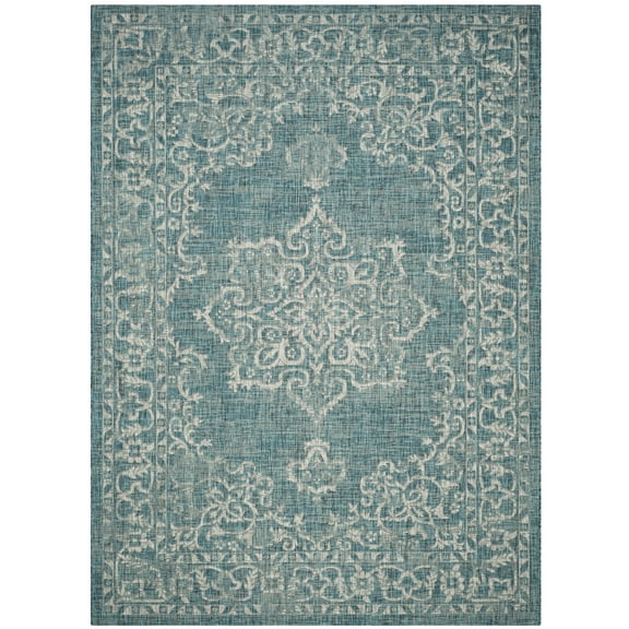 SAFAVIEH Courtyard Clodagh Medallion Indoor/Outdoor Area Rug, Blue/Grey, 8' x 11'