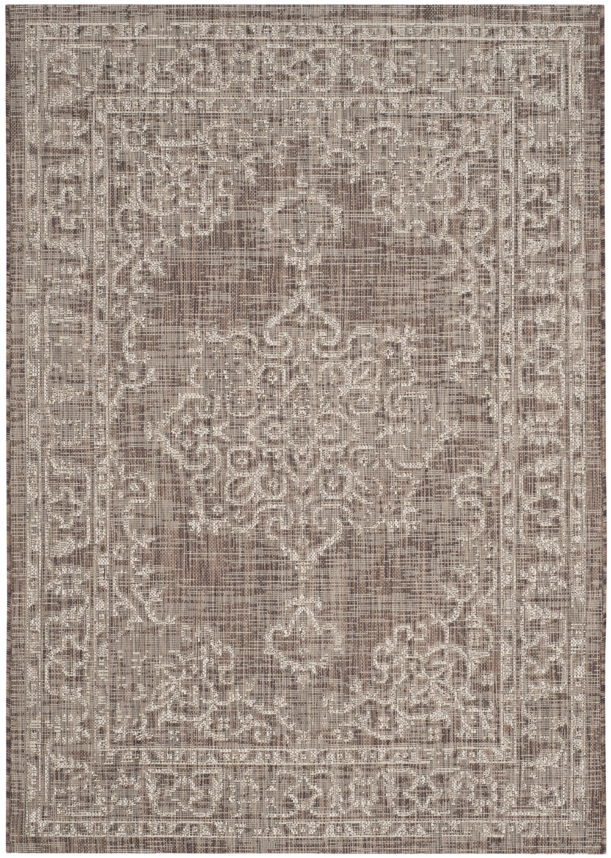 SAFAVIEH Courtyard Clodagh Medallion Indoor/Outdoor Area Rug, Brown/Beige, 2'7" x 5'