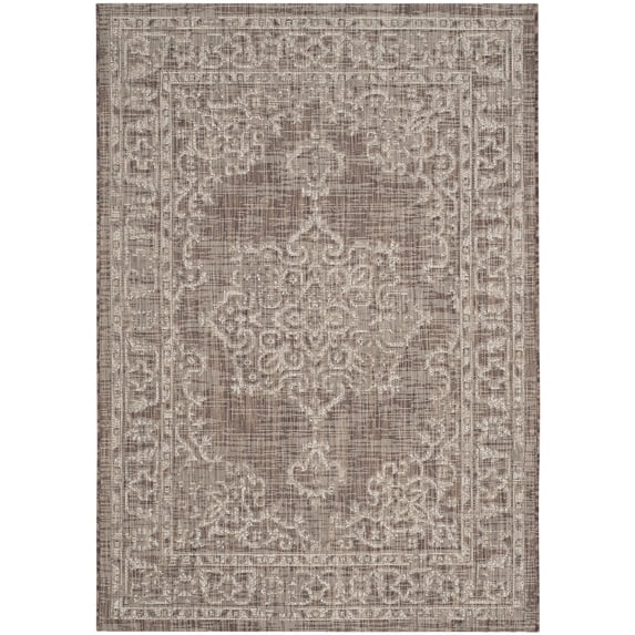 SAFAVIEH Courtyard Clodagh Medallion Indoor/Outdoor Area Rug, Brown/Beige, 2'7" x 5'