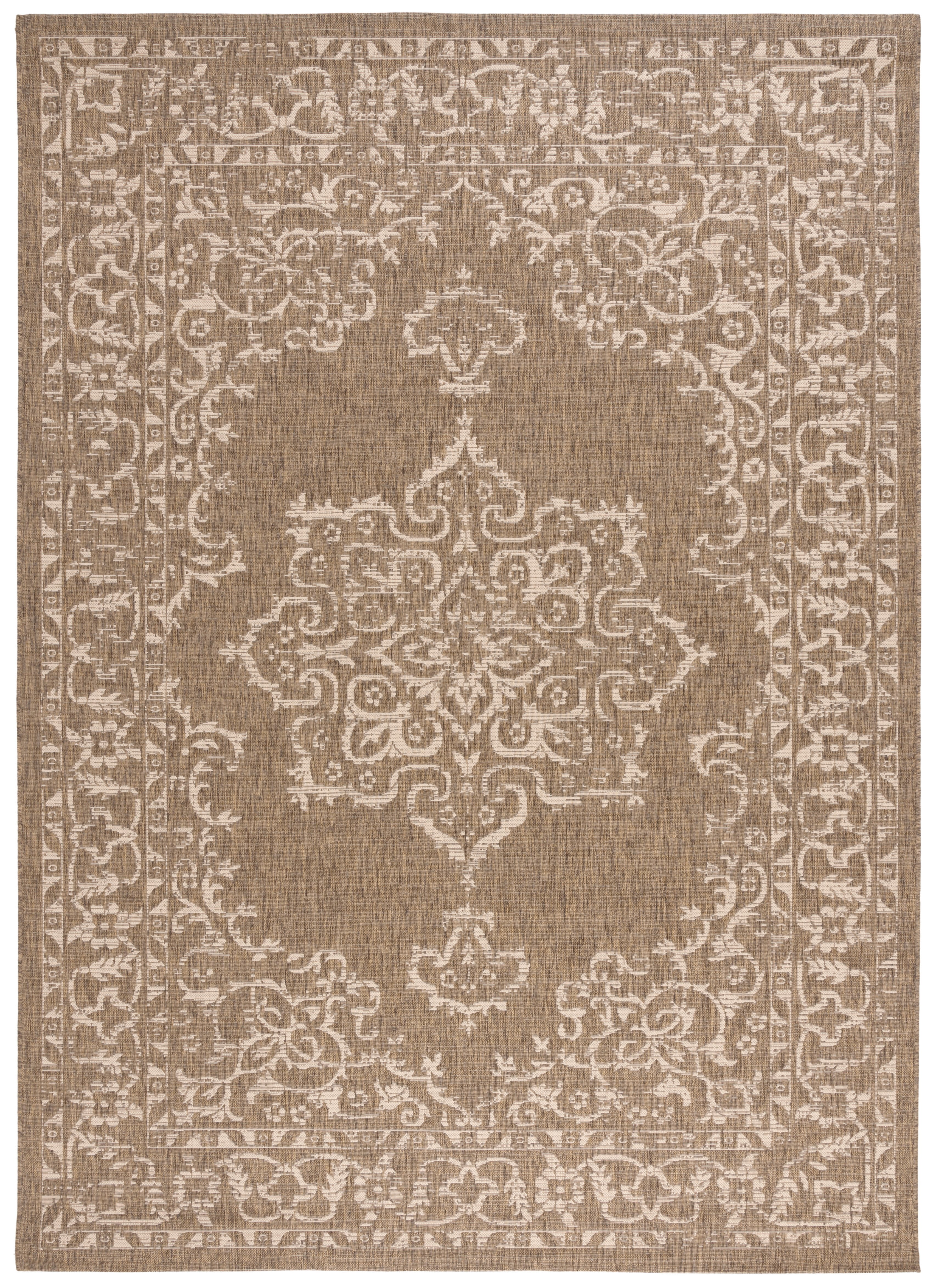 SAFAVIEH Courtyard Clodagh Medallion Indoor/Outdoor Area Rug, Brown/Beige, 8' x 11'