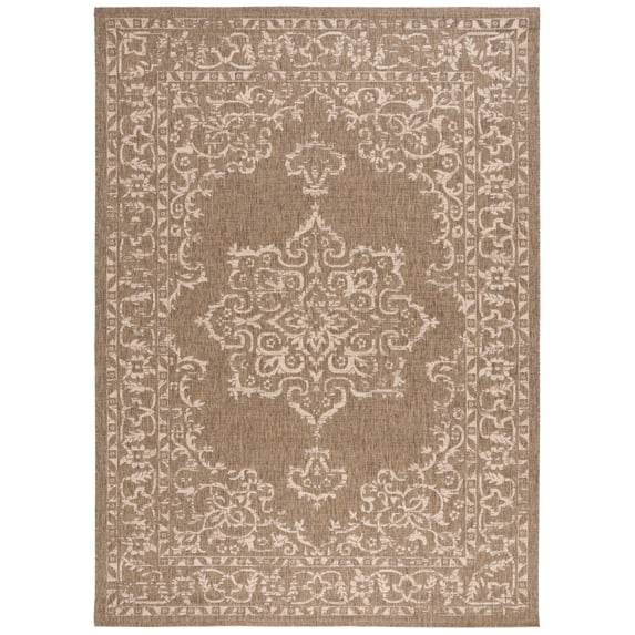 SAFAVIEH Courtyard Clodagh Medallion Indoor/Outdoor Area Rug, Brown/Beige, 8' x 11'