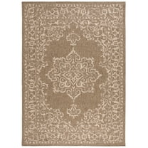 SAFAVIEH Courtyard Clodagh Medallion Indoor/Outdoor Area Rug, Brown/Beige, 8' x 11'