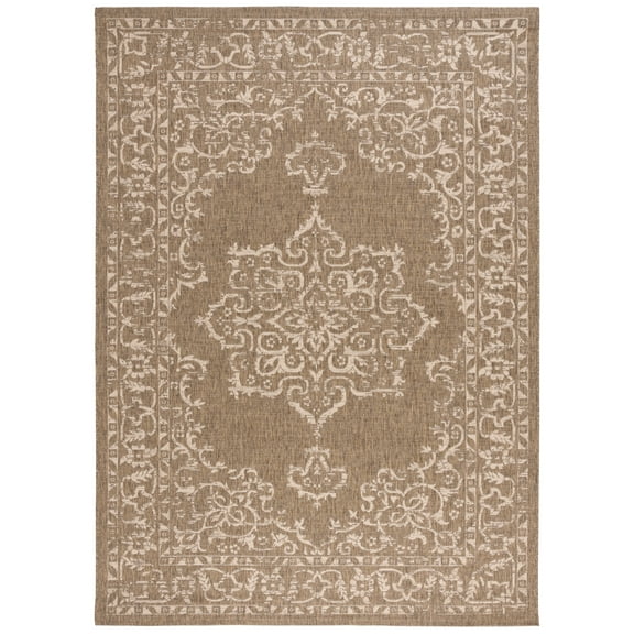 SAFAVIEH Courtyard Clodagh Medallion Indoor/Outdoor Area Rug, Brown/Beige, 8' x 11'
