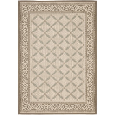Safavieh Courtyard Cohen Bordered Indoor/Outdoor Area Rug, Beige/Dark Beige, 5'3" x 7'7"