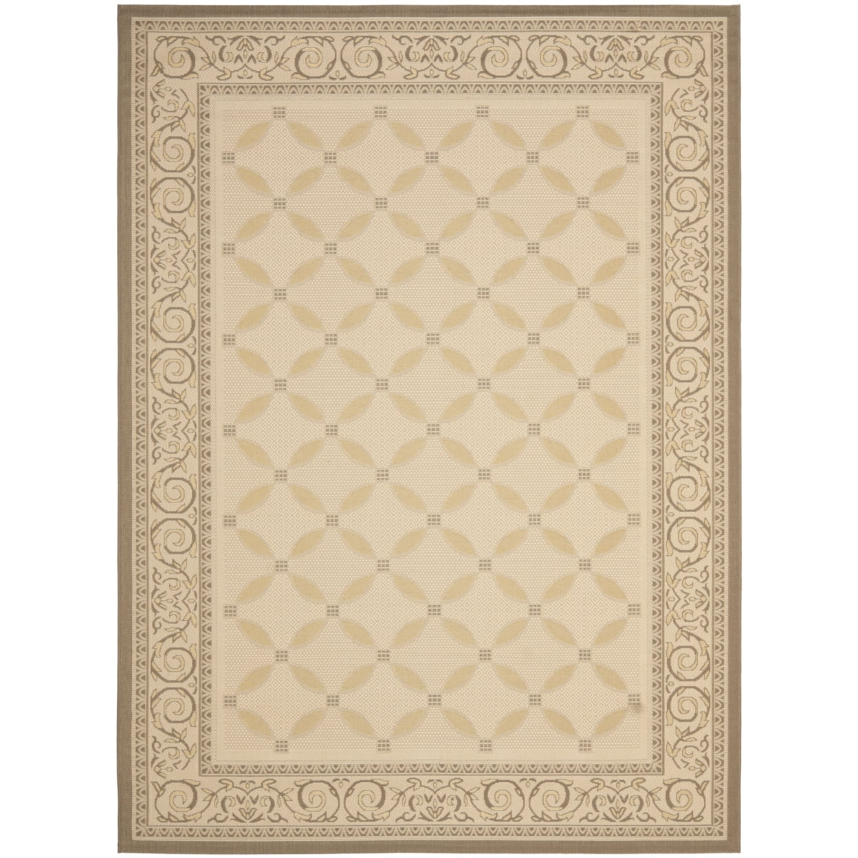 Beige and Dark Beige Synthetic 9' x 12' Rectangular Area Rug